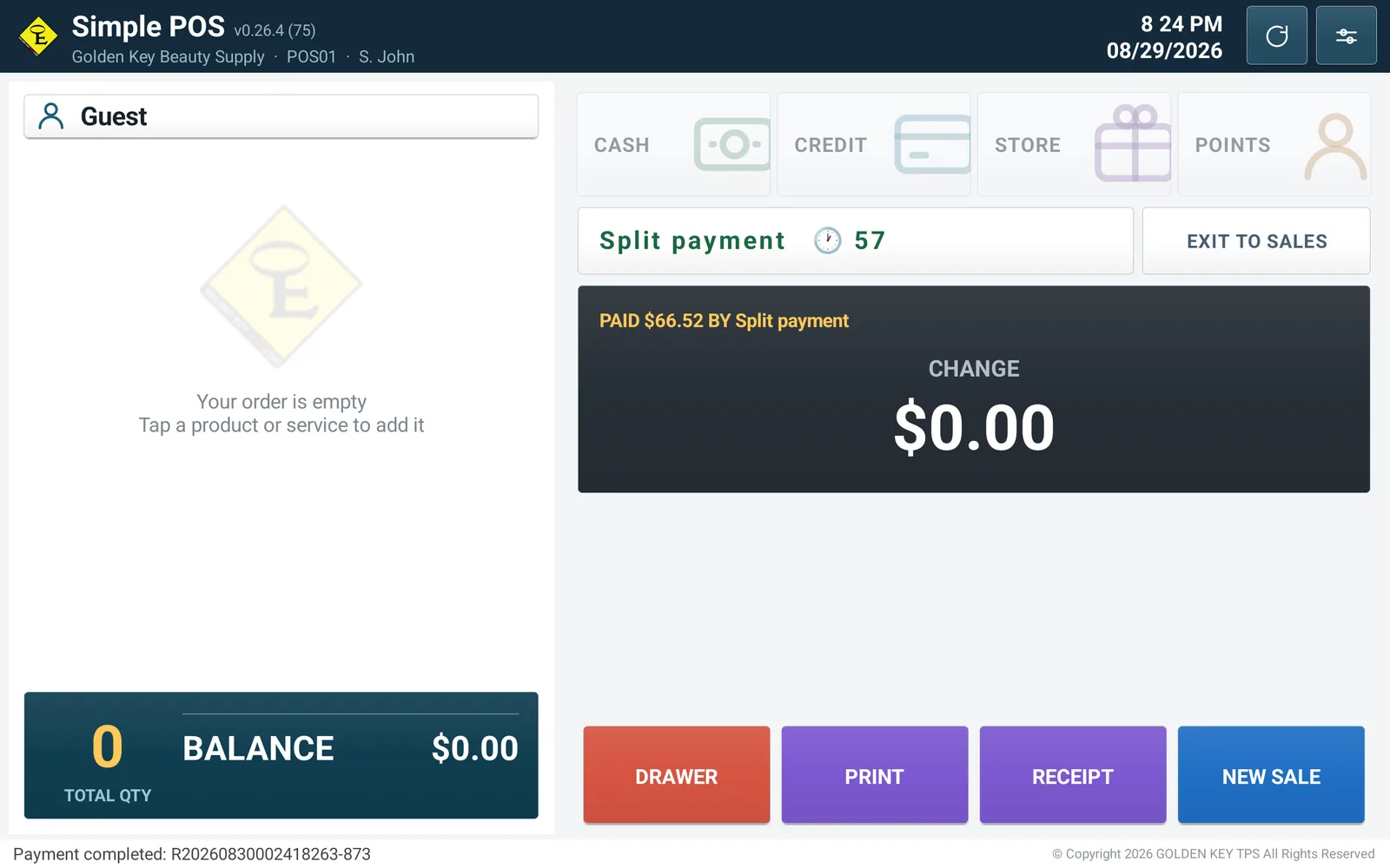 The completed sale