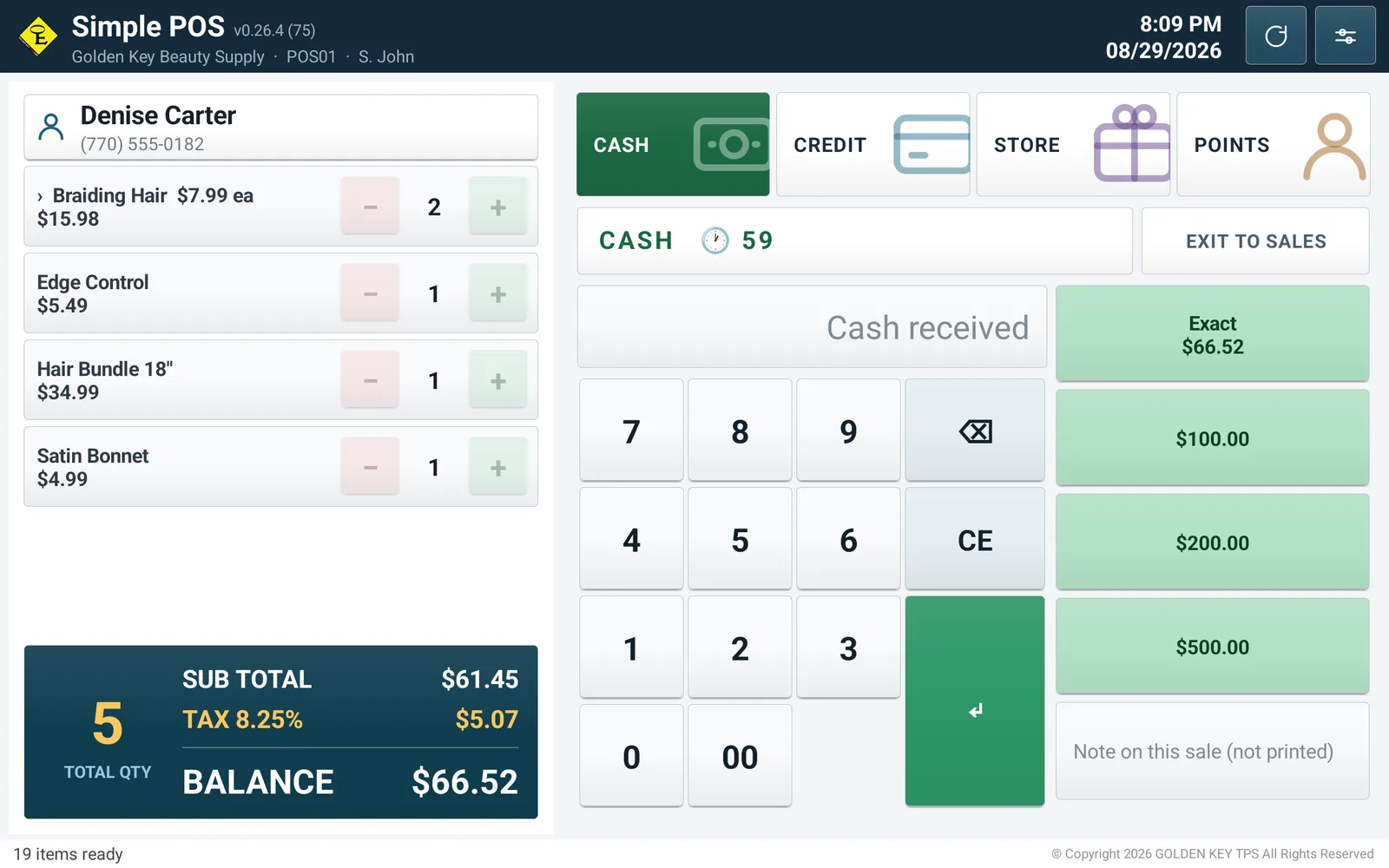 The payment panel